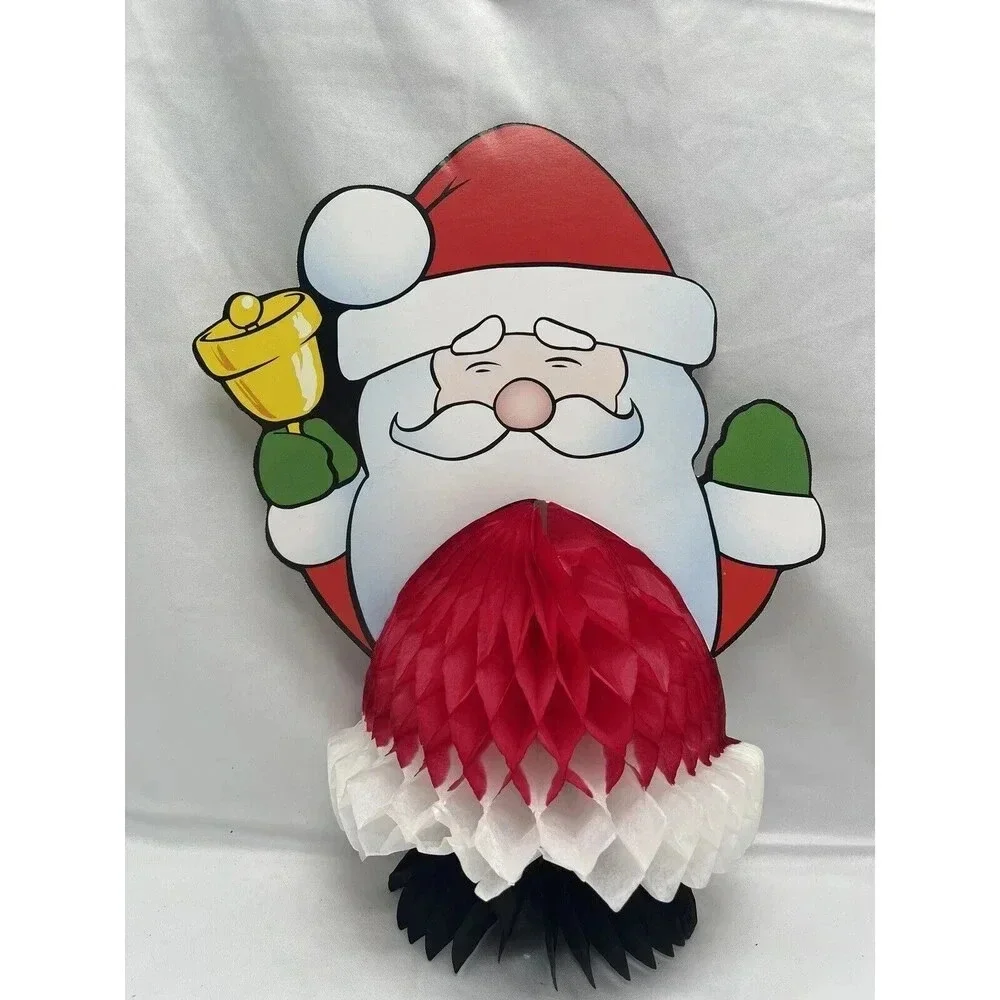 Vintage Red Honeycomb Santa Claus Christmas Table Decoration 6”